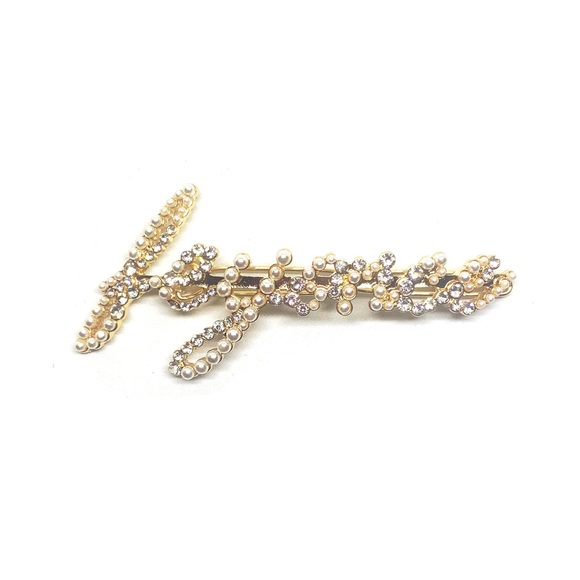 Feyonce Rhinestone & Pearl Gold Hair Clip - Picture 2 of 2